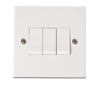 Click Polar PRW013 White Moulded 3 Gang 10AX 2 Way Switch