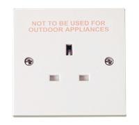 Click Polar PRW030EX White Moulded 1 Gang 13A Socket Outlet - Printed 'External Use Only'
