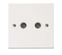 Click Polar PRW066 White Moulded Double Coaxial Socket Outlet