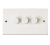 Click Polar PRW147 White Moulded 3 Gang 2 Way 250Va Rotary Dimmer Switch