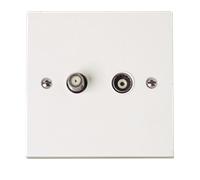 Click Polar PRW157 White Moulded Single Isolated Coaxial & Satellite Outlet