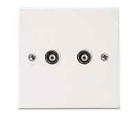 Click Polar PRW159 White Moulded Twin Isolated Coaxial Socket Outlet