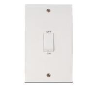 Click Polar PRW502 White Moulded 2 Gang 45A DP Switch (White Rocker)