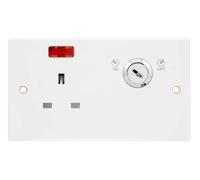 Click Polar PRW675 White Moulded 13A 1G DP Key Lockable Socket With Neon