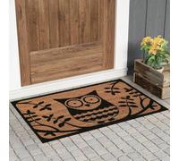 click & receive Owl Coir Doormat - Natural Coconut Fibre Welcome Mat with PVC Backing - Indoor Outdoor Entrance Rug for Front Door, Porch, Patio - Summer Home Decor
