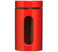 click & receive Red Enamel Storage Jars - Tea, Coffee & Sugar Canisters | 1000ml Jar | Airtight Lid | Vintage Kitchen Countertop Containers