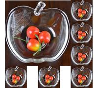 click & receive Set of 6 Clear Glass Apple-Shaped Bowls - Small Vintage Fruit Dessert Dishes for Snacks, Dips, Sweets & Sides | Classic Retro Kitchen & Tableware Décor