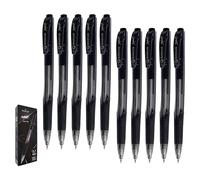 Click Retractable Ballpoint Pens, 0.7mm Fine Point, BLACK, Pack of 10, RADSparky Rubber Grip Pens, Everyday Pens for School Office Home, iVAIDEX Black Ball Pen