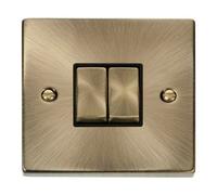 Click Scolmore Click Vpab412Bk Deco 2 Gang 2 Way Switch Antique Brass