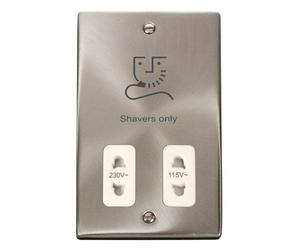 Click Scolmore Click Vpsc100Wh Deco Shaver Socket Satin Chrome