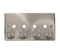 Click Scolmore Click Vpsc154Pl Deco 4 Gang Dimmer Plate Satin Chrome