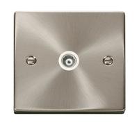 Click Scolmore Click Vpsc158Wh Deco 1 Gang Coaxial Socket Satin Chrome