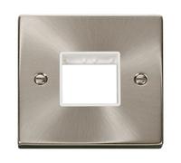Click Scolmore Click Vpsc402Wh Deco 2 Module Satin Chrome Front Plate