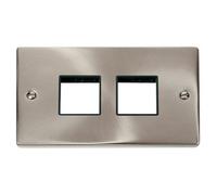 Click Scolmore Click Vpsc404Bk Deco 2 Gang Satin Chrome Front Plate