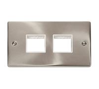Click Scolmore Click Vpsc404Wh Deco 2 Gang Satin Chrome Front Plate