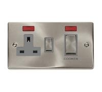 Click Scolmore Click Vpsc505Gy Deco 45A Dp Cooker Control Unit With Neon Satin Chrome