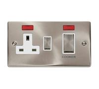 Click Scolmore Click Vpsc505Wh Deco 45A Dp Cooker Control Unit With Neon Satin Chrome