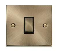 Click Scolmore Deco 1 Gang 10Ax 2-Way Light Switch Antique Brass With Black Insert Vpab411Bk - Modular Stainless Steel