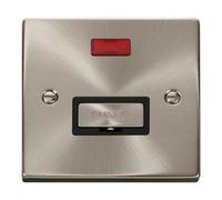 Click Scolmore Deco 13A Neon Fused Spur Unit Satin Chrome With Black Insert - Vpsc753Bk