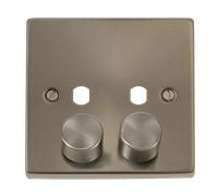 Click Scolmore Deco 2 Gang 800W Max 2 Unfurnished Dimmer Plate and Knob - VPSC152PL