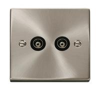 Click Scolmore Deco 2 Gang Isolated Co-Axial Socket - VPSC159BK