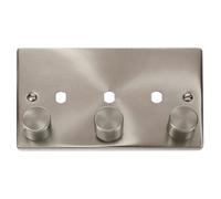 Click Scolmore Deco 3 Gang Unfurnished Dimmer Plate With Knobs - Satin Chrome Vpsc153Pl