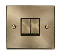 Click Scolmore Deco Ingot 2 Gang 10AX 2 Way Plate Switch - VPAB412BK