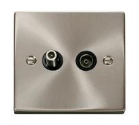 Click Scolmore Deco Non-Isolated Co-Axial & Satellite Socket - 1 Gang Black Vpsc170Bk