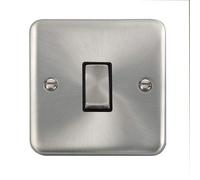 Click Scolmore Deco Plus 10AX Ingot 1 Gang Intermediate Plate Switch - Black - Satin Chrome