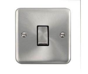 Click Scolmore Deco Plus 10AX Ingot 1 Gang Intermediate Plate Switch - Black - Satin Chrome