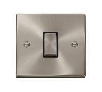 Click Scolmore Deco Satin Chrome 1 Gang Plate Switch 10A With Black Ingot - VPSC425BK