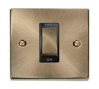 Click Scolmore Deco Switch 1 Gang 45A 2 Pole Antique Brass - Vpab500Bk