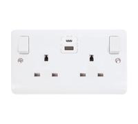 Click Mode 2 Gang 13A Switched Socket & TYPE A & C USB Charging | CMA786