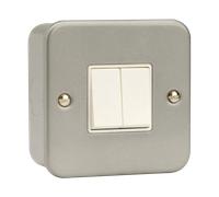 Click Scolmore Essentials Metal Clad 2 Gang 2 Way 10A Switch (No K/O) - CL012B