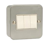 Click Scolmore Essentials Metal Clad 3 Gang 2 Way 10A Switch - CL013