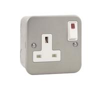 Click Scolmore Metal Clad 1 Gang 13A Double Pole Switched Socket With Neon - Cl835