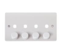 Click Scolmore Minigrid 4 Gang White Dimmer Plate & Knobs - Modular Antimicrobial Wall Switch Cma148Pl