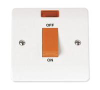 Click Scolmore Mode 1 Gang 45A Double Pole Rocker Switch With Neon Polar White - Cma201