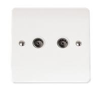 Click Scolmore Mode 1 Gang Coaxel Twin Socket Outlit Polar White - CMA066