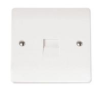 Click Scolmore Mode 1 Gang Secondary Telephone Socket 45A White - Antimicrobial Plastic Wall Outlet Cma124