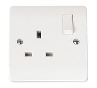 Click Scolmore Mode 13A 1 Gang Double Pole Switched Plug Socket Polar White - Antimicrobial - Cma035
