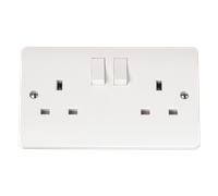 Click Scolmore Mode 13A 2 Gang Double Pole Plug Socket Polar White - CMA036