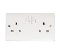 Click Scolmore Mode 13A 2 Gang Double Pole Switched Plug Socket Polar White - Antimicrobial - Cma036