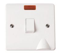 Click Scolmore Mode 20A 1 Gang Rocker Switch With Neon Polar White - Cma023