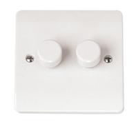 Click Scolmore Mode Double Dimmer Switch 2 Gang 2 Way White - Cma146