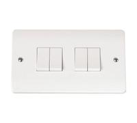 Click Scolmore Mode Light Switch 4 Gang 10A 2 Way White - Cma019