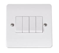 Click Scolmore Mode Rocker Light Switch 4 Gang 10A 2 Way White - Cma9014