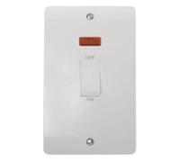 Click Scolmore Mode Rocker Switch With Neon Double Pole 45A Polar White - Cma503