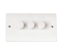Click Scolmore Mode Triple Dimmer Switch 3 Gang 13A 2 Way White - Cma147