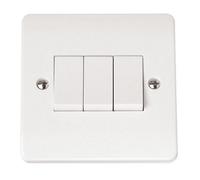 Click Scolmore Mode Triple Light Switch 10A 3 Gang 2 Way White - Cma013